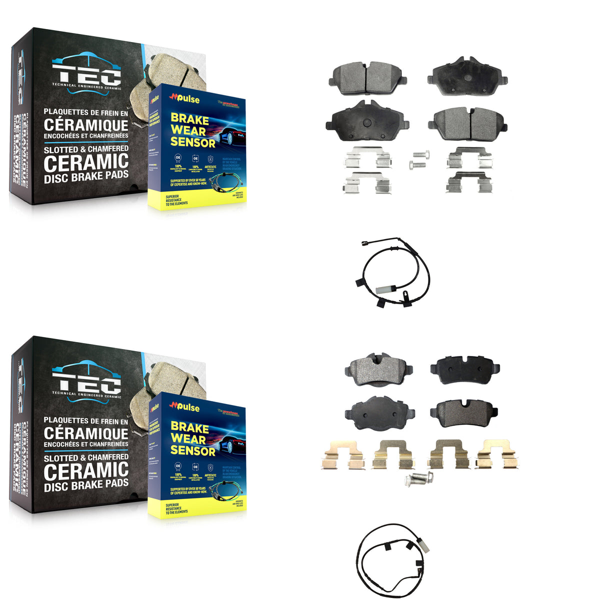 Front Rear Ceramic Disc Brake Pads And Wear Sensors Kit For Mini Cooper KTW-101762