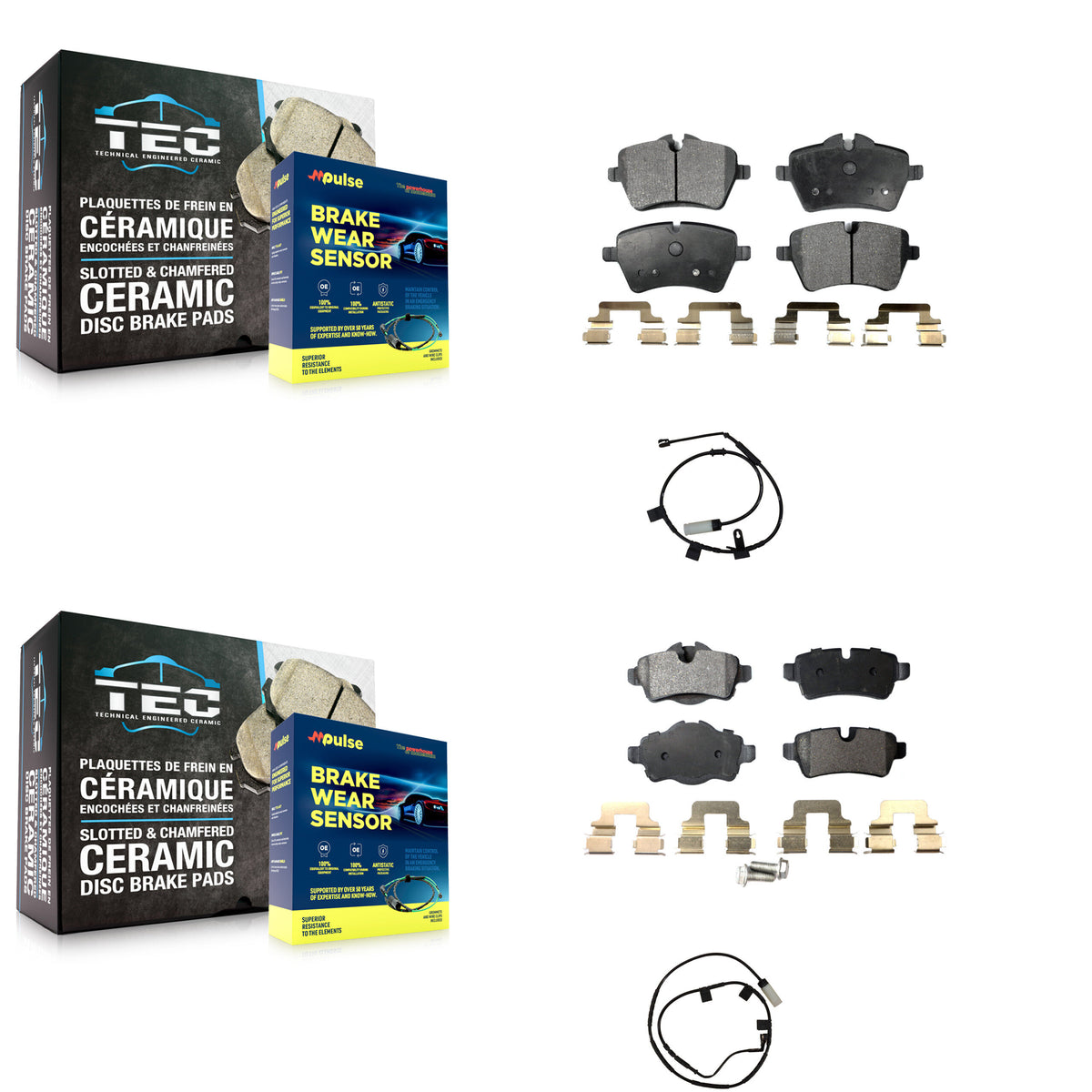 Front Rear Ceramic Disc Brake Pads And Wear Sensors Kit For Mini Cooper KTW-101763