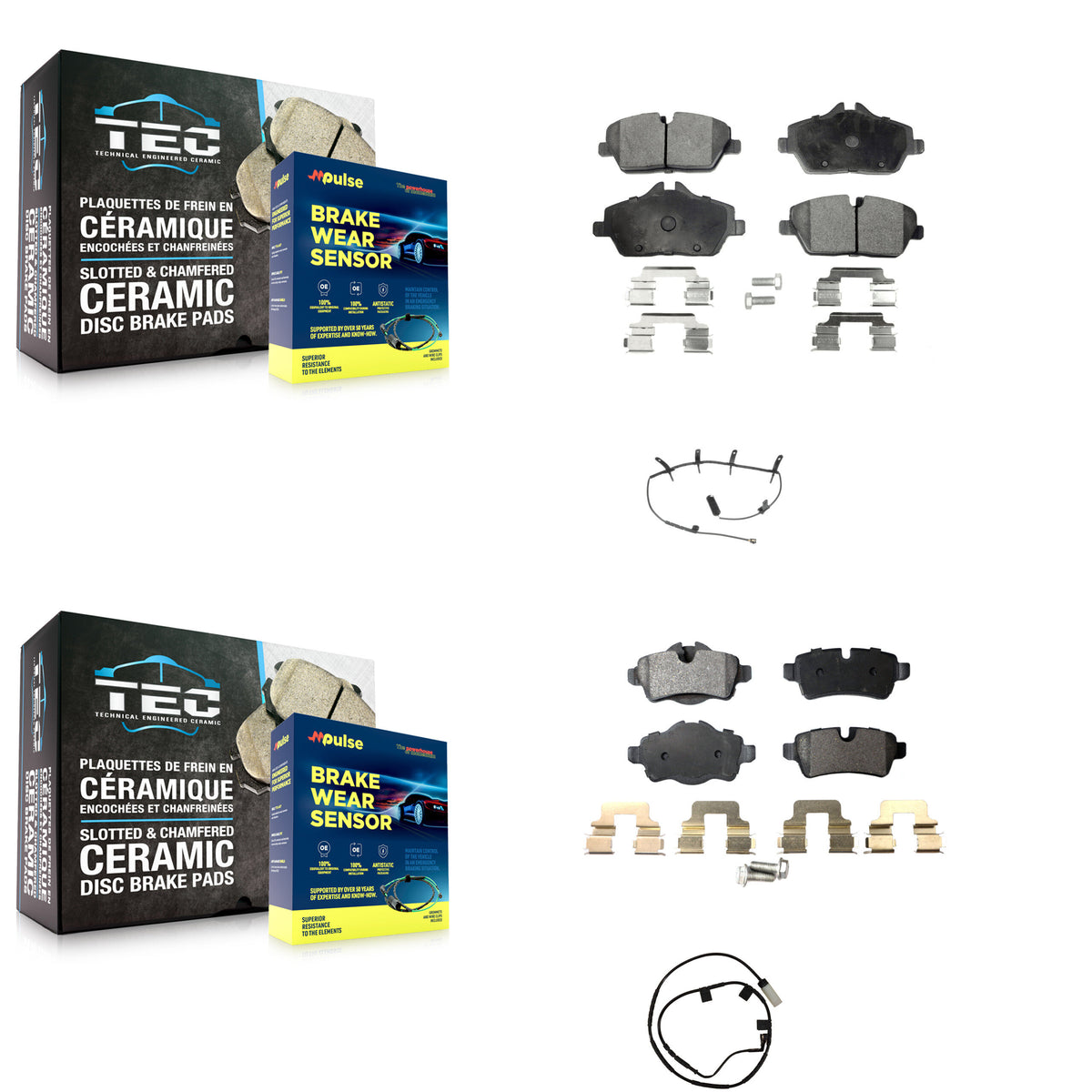 Front Rear Ceramic Disc Brake Pads And Wear Sensors Kit For Mini Cooper KTW-101764