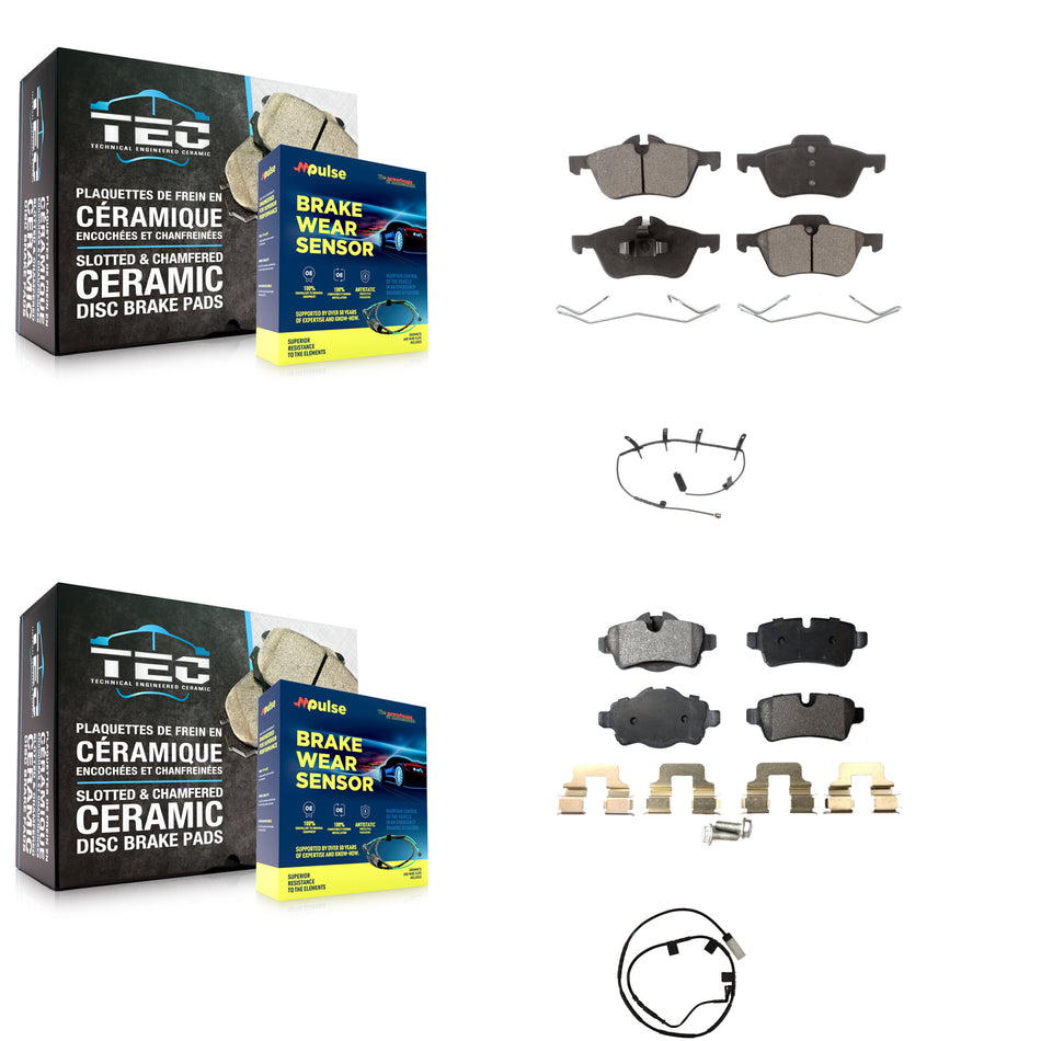 Front Rear Ceramic Disc Brake Pads And Wear Sensors Kit For Mini Cooper KTW-101766