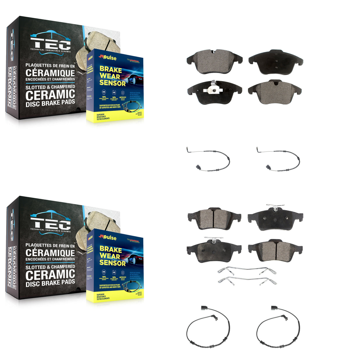 Front Rear Ceramic Disc Brake Pads And Wear Sensors Kit For Jaguar XF KTW-101770