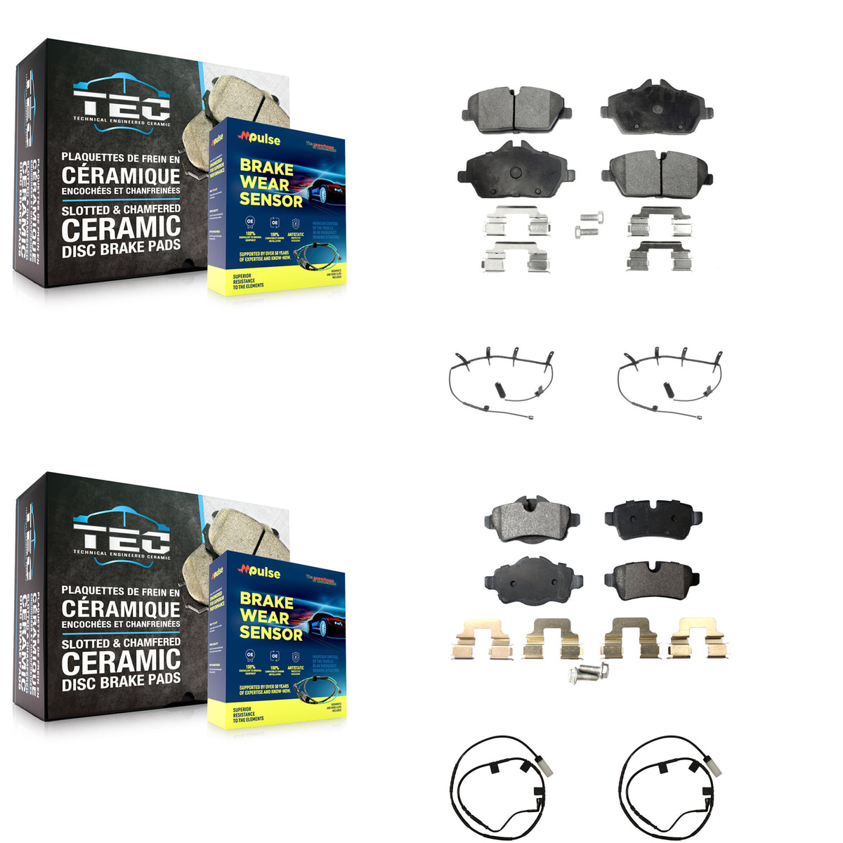 Front Rear Ceramic Disc Brake Pads And Wear Sensors Kit For Mini Cooper KTW-101776