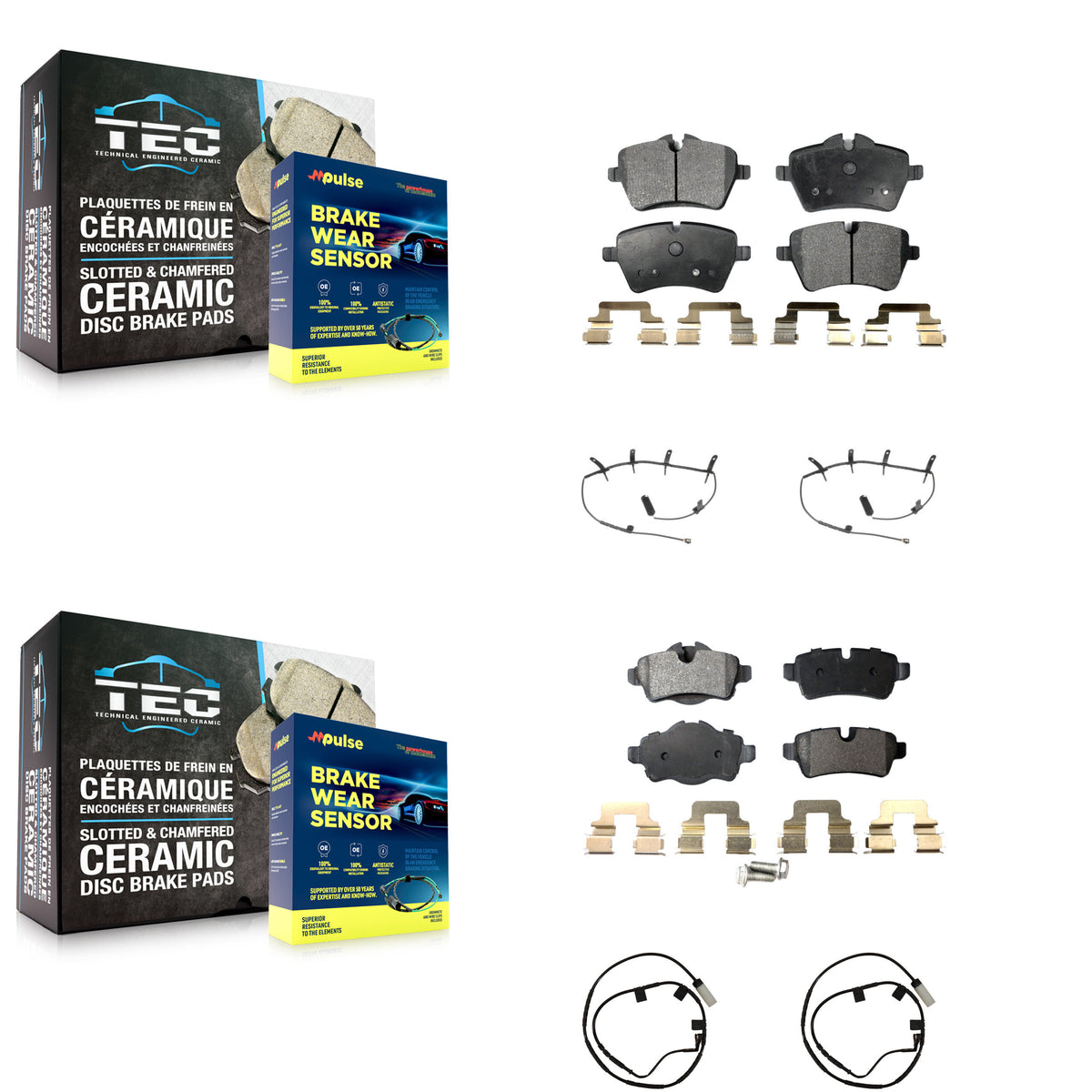 Front Rear Ceramic Disc Brake Pads And Wear Sensors Kit For Mini Cooper KTW-101777