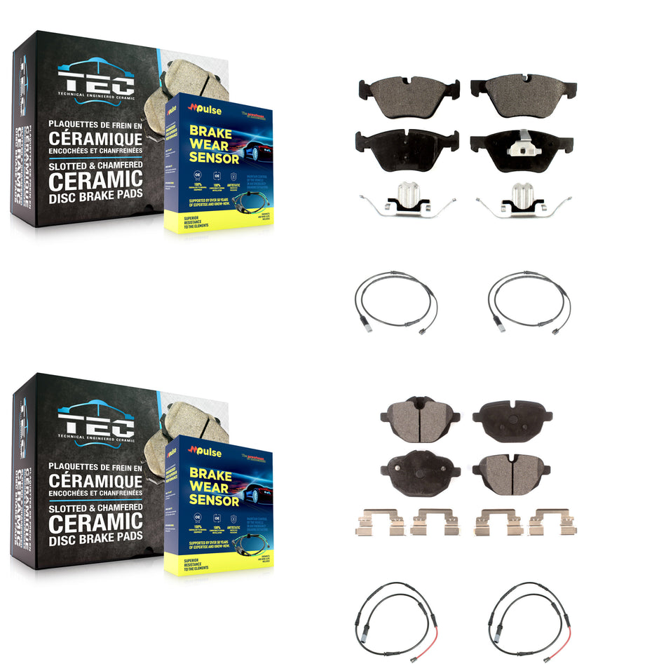Front Rear Ceramic Disc Brake Pads And Wear Sensors Kit For BMW 528i KTW-101779