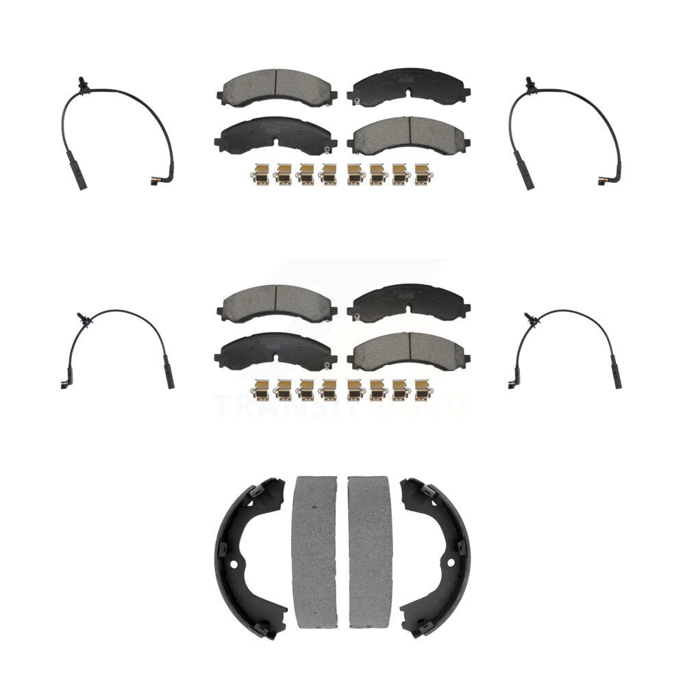 Front Rear Ceramic Brake Pads Wear Sensor Kit (7Pc) For GMC Chevrolet Sierra 2500 HD 3500 KTW-101804