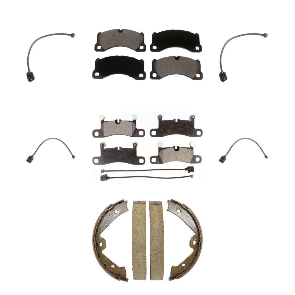 Front Rear Ceramic Brake Pad Extra Wear Sensor Kit (7Pc) For Porsche Cayenne with Harness KTW-101806