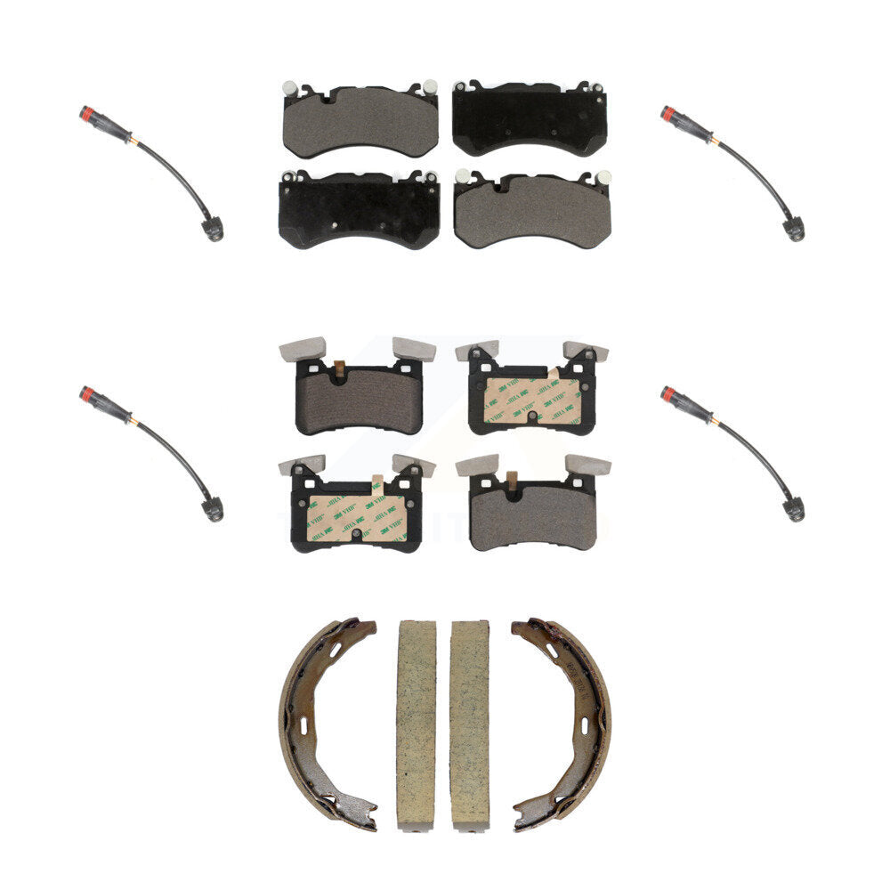 Front Rear Ceramic Disc Brake Pads And Wear Sensors Kit (7Pc) For Mercedes-Benz C63 AMG KTW-101817