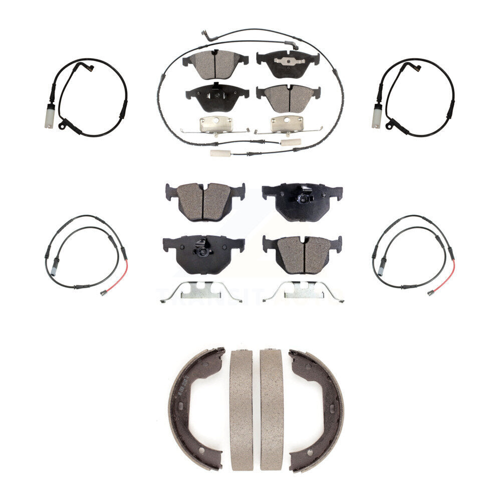 Front Rear Ceramic Brake Pad & Extra Wear Sensor Kit (7Pc) For 09-10 BMW 528i xDrive 3.0L KTW-101822