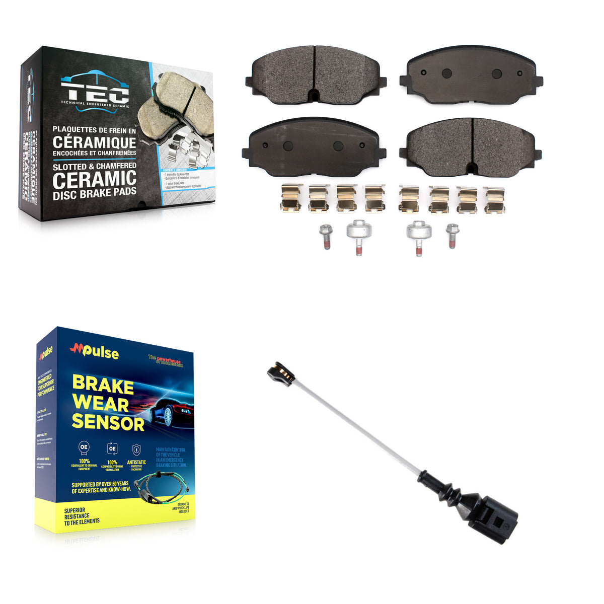 Front Ceramic Disc Brake Pads And Wear Sensors Kit For Volkswagen Atlas Cross Sport KTW-101826
