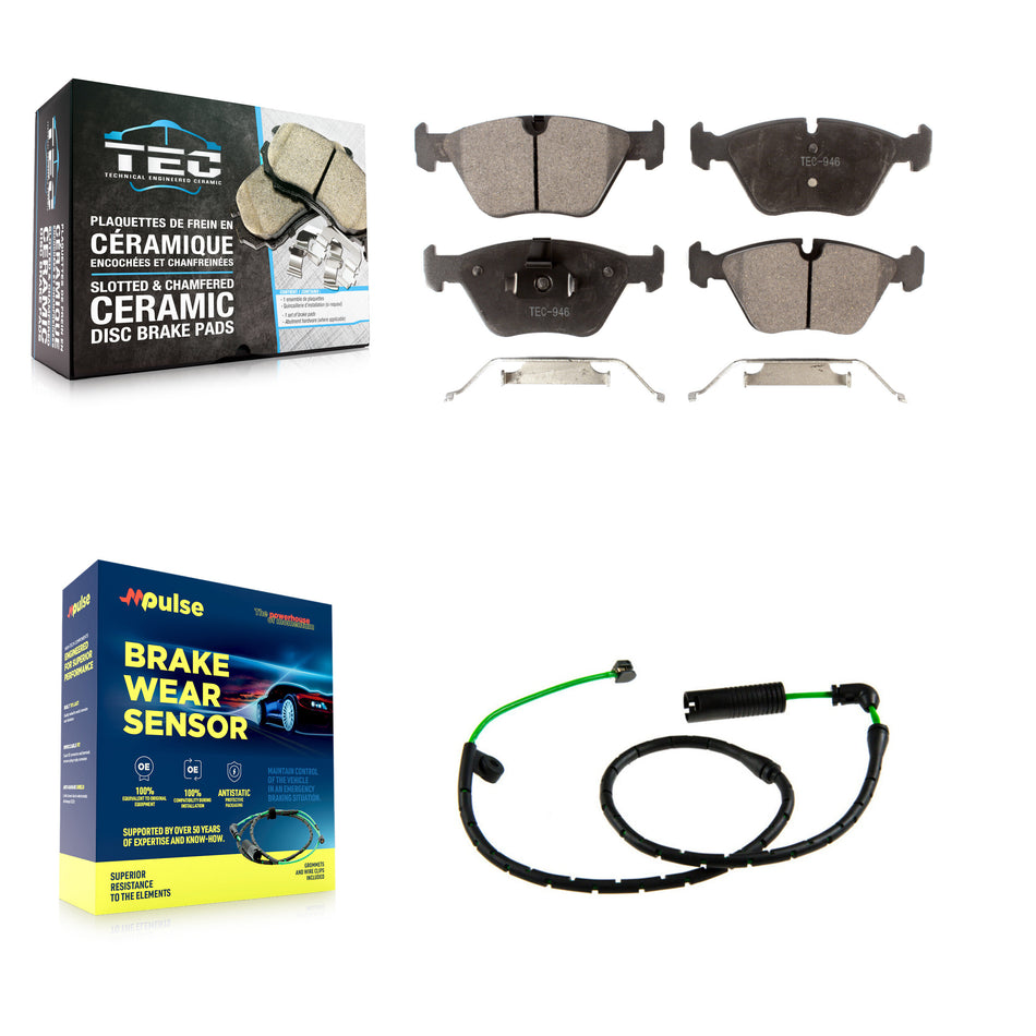 Front Ceramic Disc Brake Pads And Wear Sensors Kit For BMW X3 3.0L KTW-101827