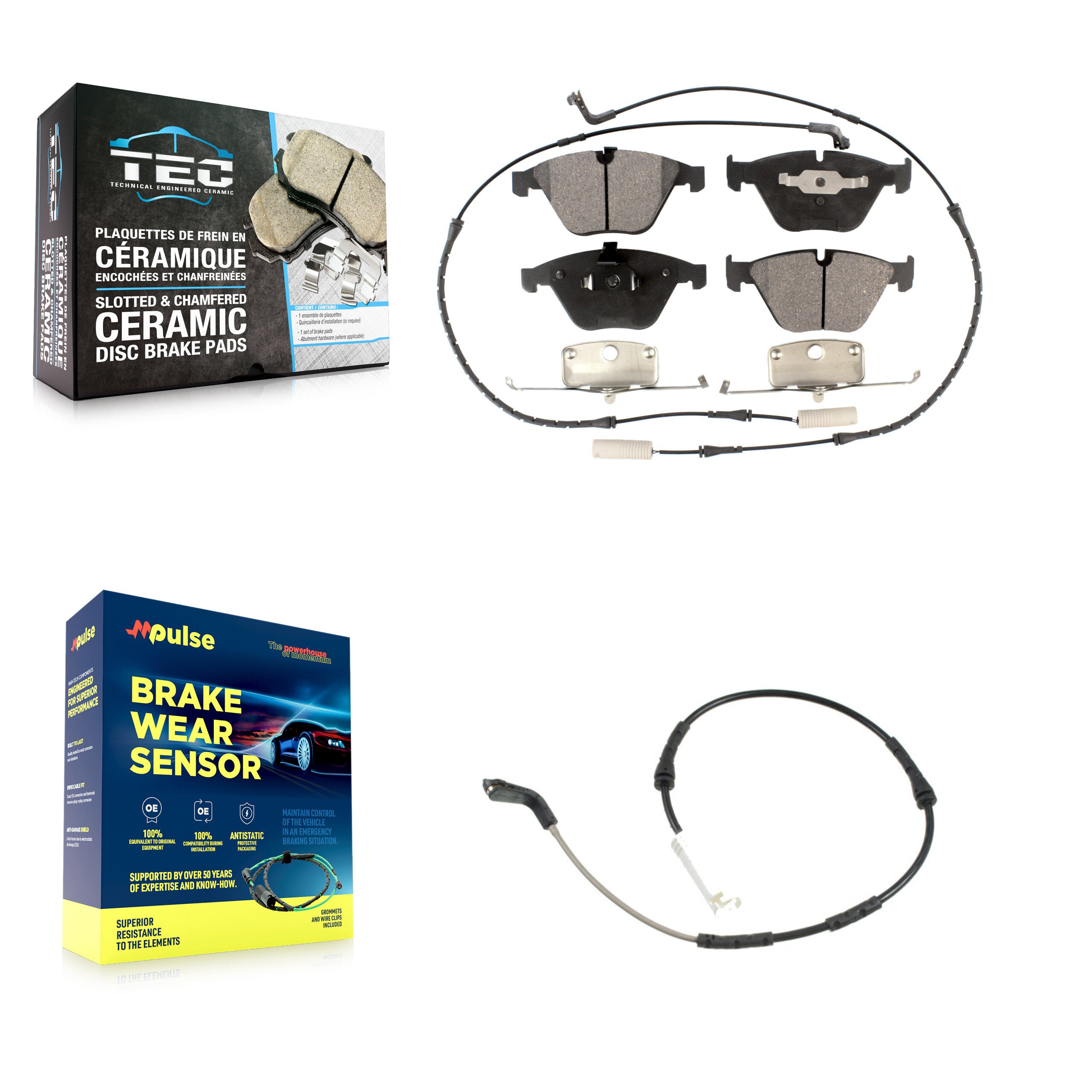Front Ceramic Disc Brake Pads & Extra Wear Sensor Kit For 2013 BMW X1 xDrive35i with 3.0L KTW-101828