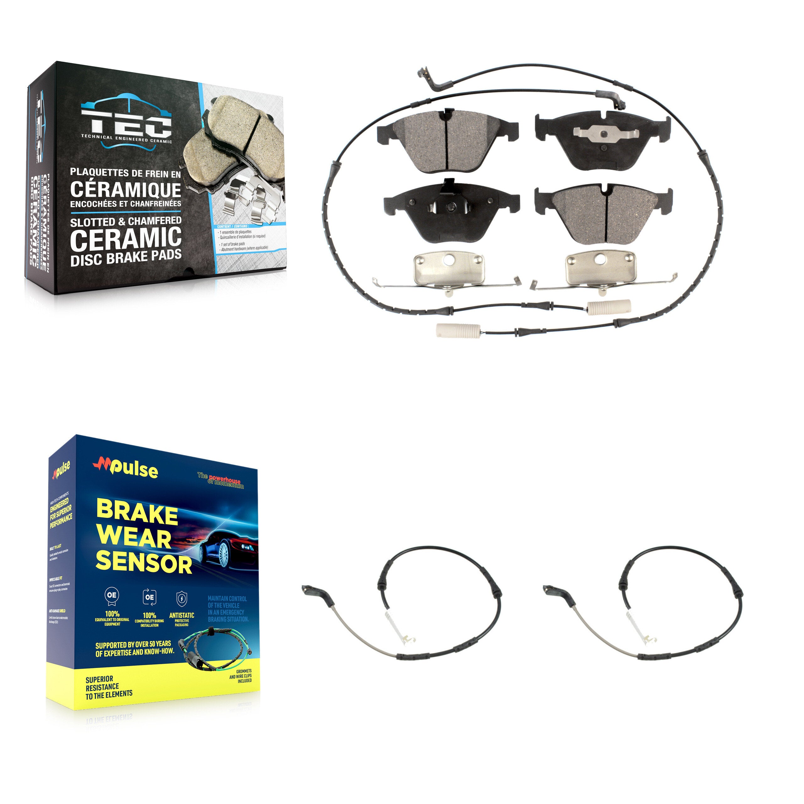 Front Ceramic Disc Brake Pads & Extra Wear Sensor Kit For 2013 BMW X1 xDrive35i with 3.0L KTW-101829
