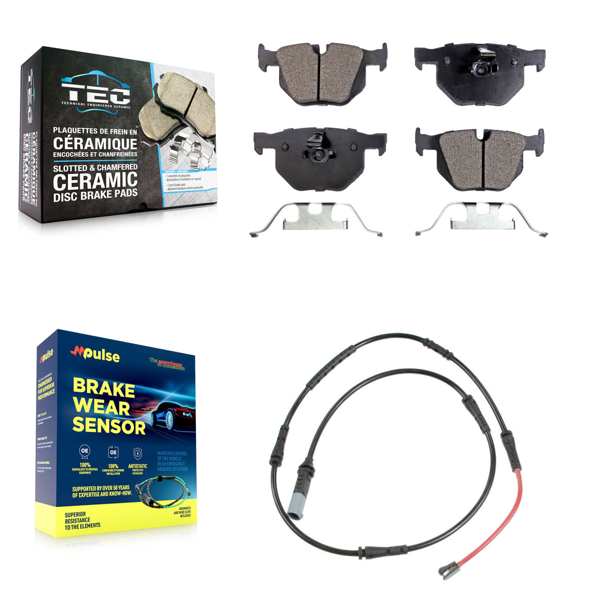 Rear Ceramic Disc Brake Pads And Wear Sensors Kit For 2009-2010 BMW 528i xDrive KTW-101838