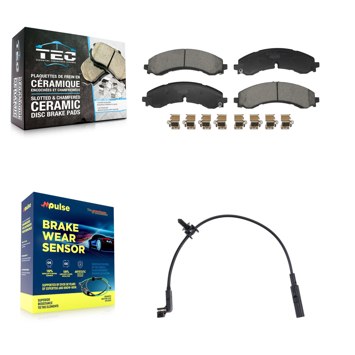 Rear Ceramic Brake Pads & Wear Sensor Kit For GMC Chevrolet Sierra 2500 HD Silverado 3500 KTW-101839