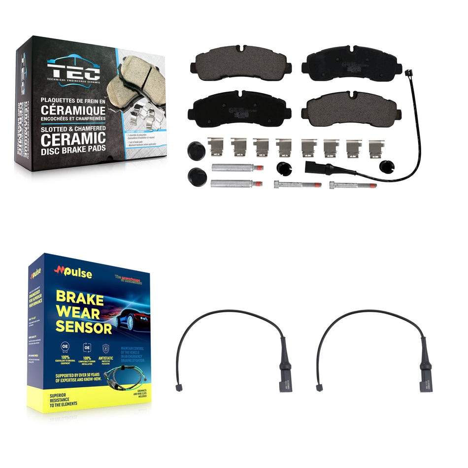 Rear Ceramic Disc Brake Pads And Wear Sensors Kit For 2020 Ford Transit-350 HD AWD KTW-101842