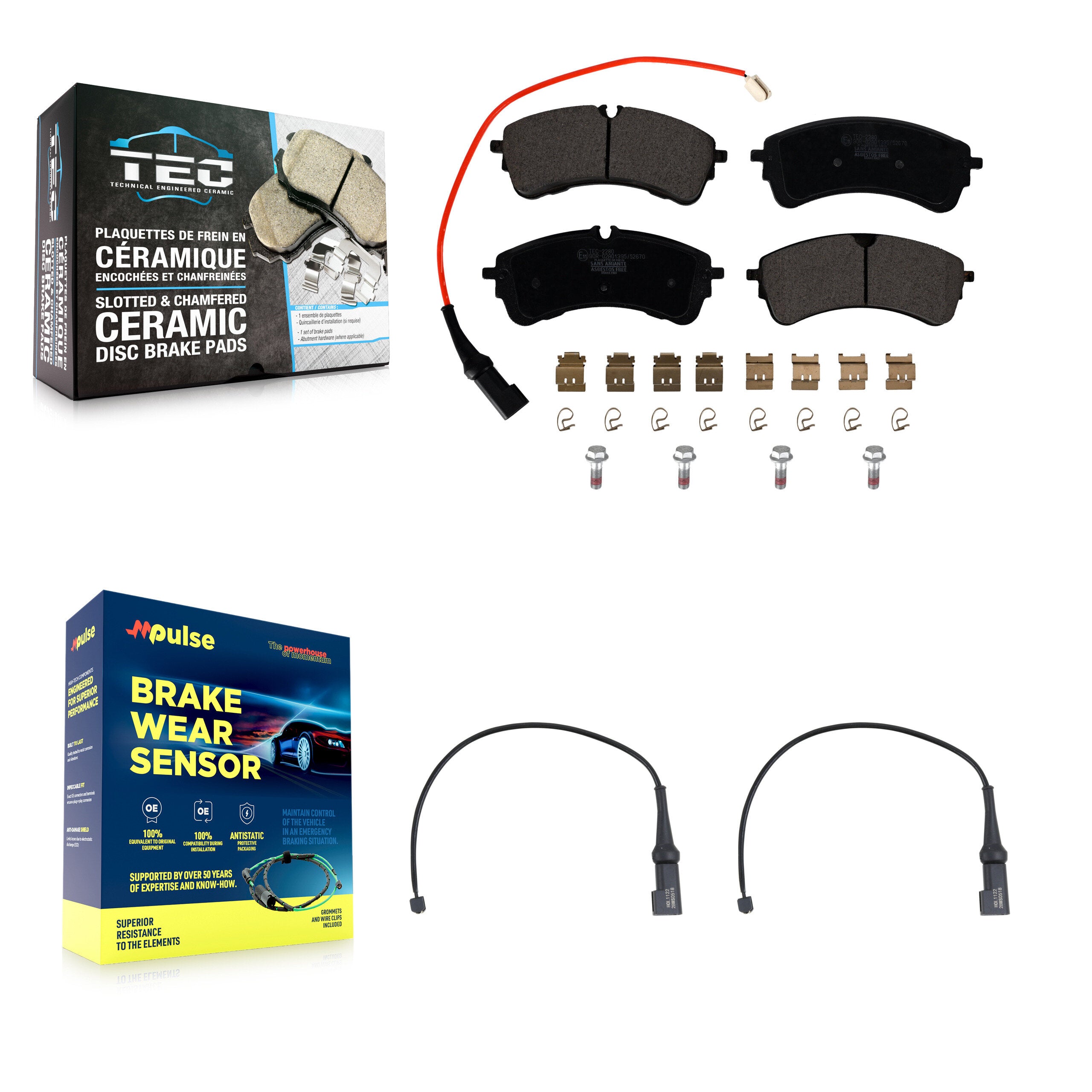 Rear Ceramic Disc Brake Pads And Extra Wear Sensors Kit For Ford Transit-350 HD KTW-101843