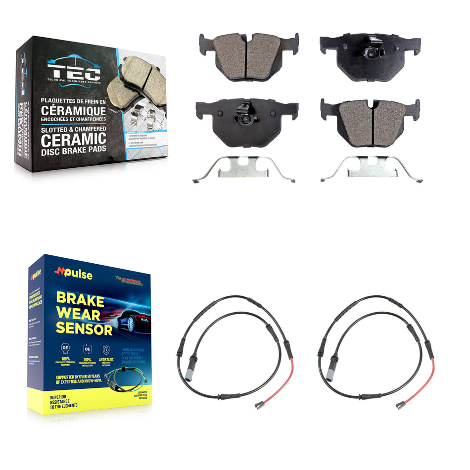 Rear Ceramic Disc Brake Pads And Wear Sensors Kit For 2009-2010 BMW 528i xDrive KTW-101845