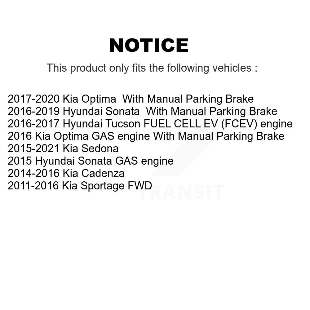 Rear Parking Brake Hardware Kit 13-H17461 For Hyundai Kia Tucson Sonata Sportage Sedona Optima