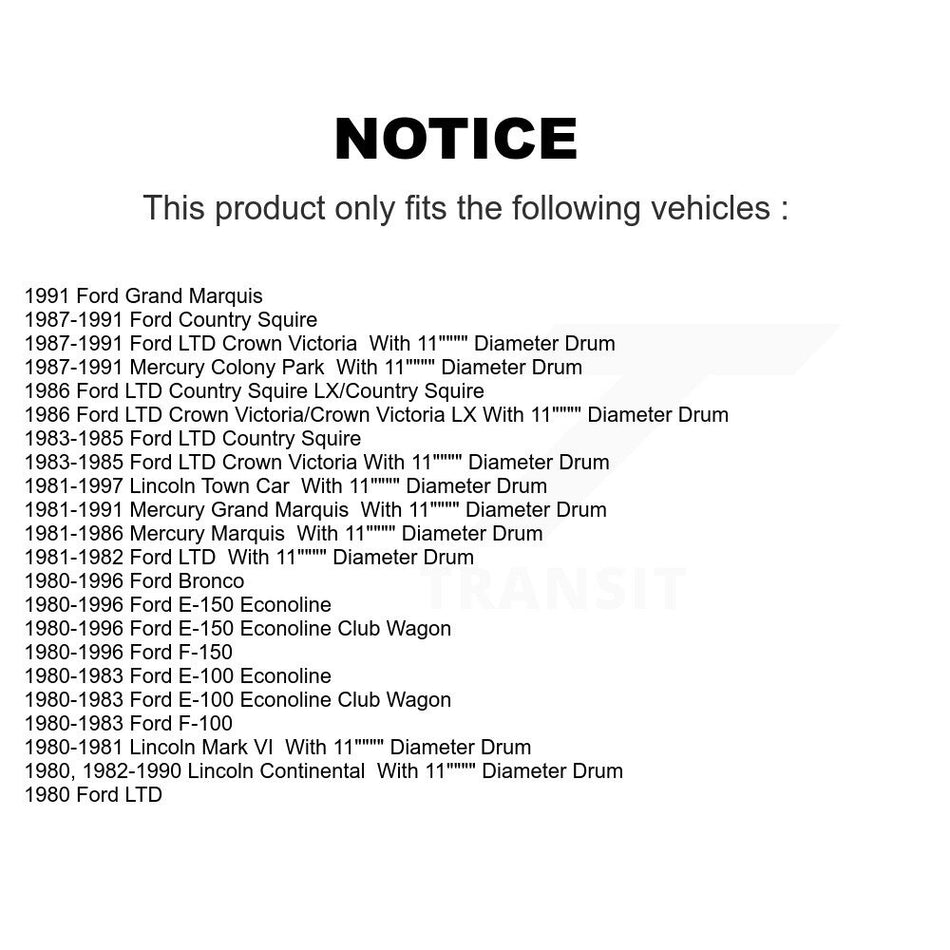 Rear Drum Brake Hardware Kit 13-H7071 For Ford F-150 Lincoln Town Car E-150 Econoline Bronco Mercury