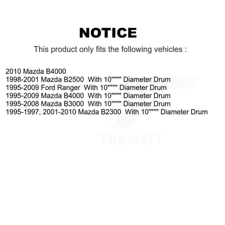 Rear Drum Brake Hardware Kit 13-H7295 For Ford Ranger Mazda B4000 B3000 B2300 B2500