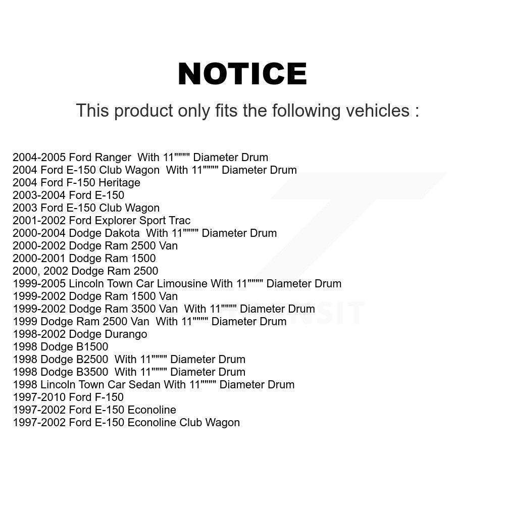 Rear Drum Brake Hardware Kit 13-H7298 For Ford F-150 Dodge Dakota Ranger Ram 1500 2500 Lincoln Town
