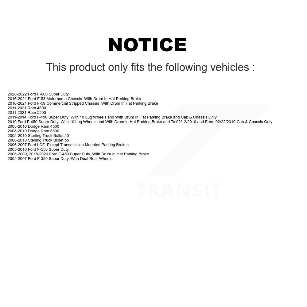 Rear Parking Brake Hardware Kit 13-H7337 For Ford F-350 Super Duty F-450 F-550 F-53 Motorhome Ram 45