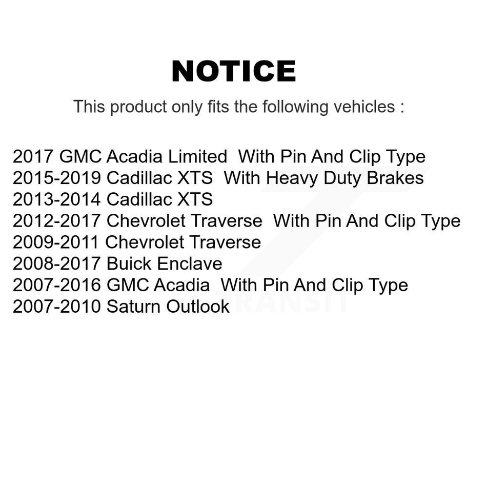 Rear Parking Brake Hardware Kit 13-H7354 For GMC Acadia Buick Enclave Chevrolet Traverse Cadillac