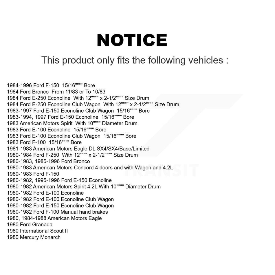 Rear Drum Brake Wheel Cylinder 14-WC370192 For Ford F-150 E-150 Econoline Bronco F-250 F-100 Club II