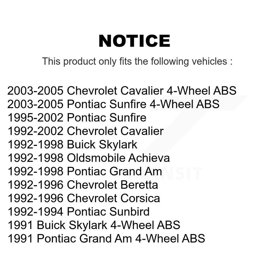 Rear Wheel Bearing Hub Assembly 70-512001 For Chevrolet Cavalier Pontiac Sunfire Grand Am Sunbird