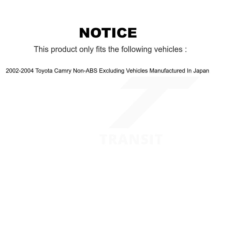 Rear Wheel Bearing Hub Assembly 70-512208 For 2002-2004 Toyota Camry Non-ABS Excluding Vehicles Manufactured In Japan