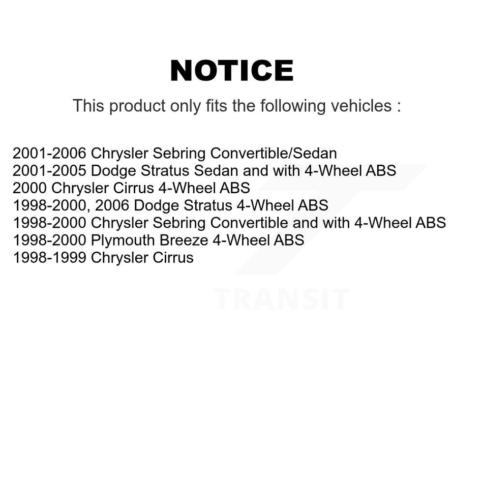 Rear Wheel Bearing Hub Assembly 70-512220 For Chrysler Sebring Cirrus Dodge Stratus Plymouth Breeze