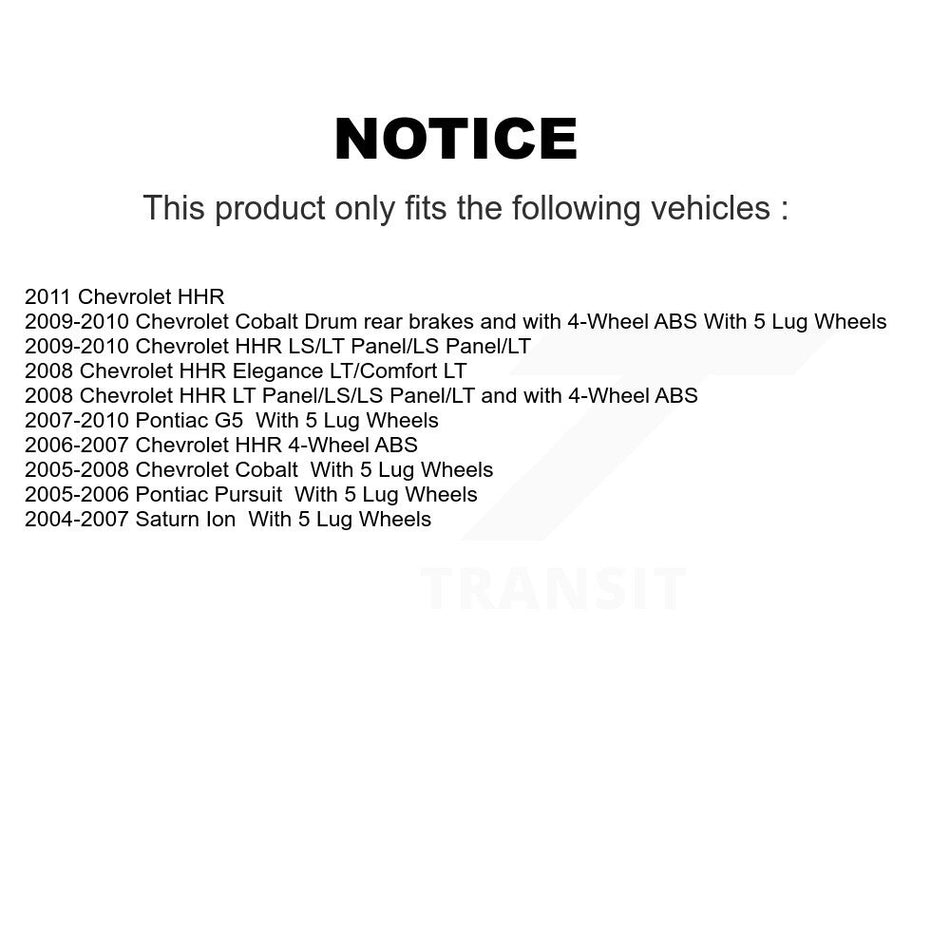 Rear Wheel Bearing Hub Assembly 70-512250 For Chevrolet Cobalt Pontiac G5 Saturn Ion HHR Pursuit