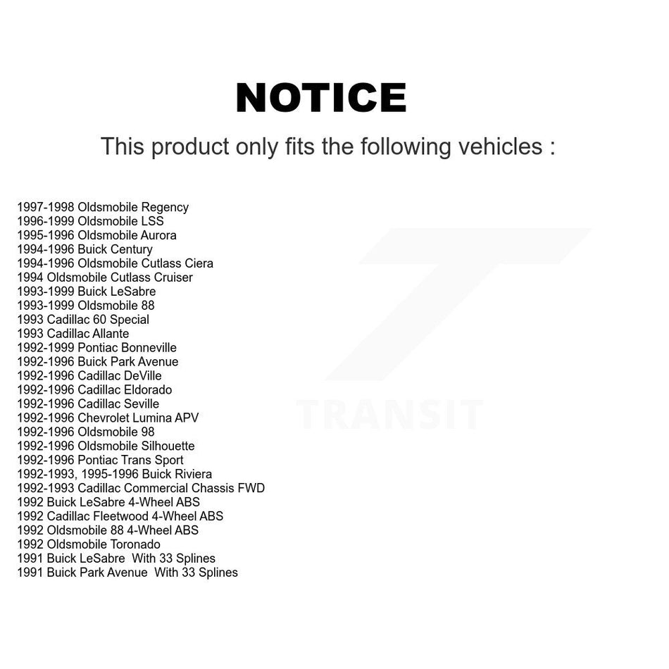 Front Wheel Bearing Hub Assembly 70-513087 For Buick Cadillac LeSabre Oldsmobile DeVille 88 Pontiac