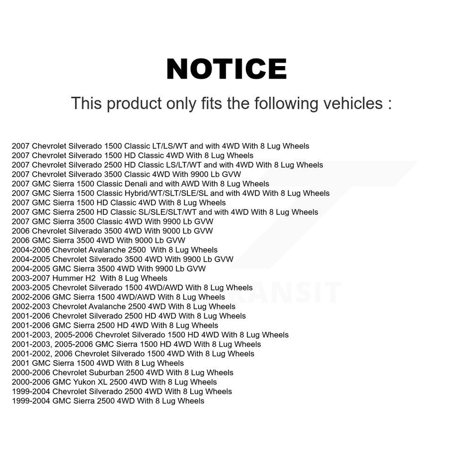 Front Wheel Bearing Hub Assembly 70-515058 For Chevrolet GMC Silverado 1500 Sierra 2500 HD 3500 H2