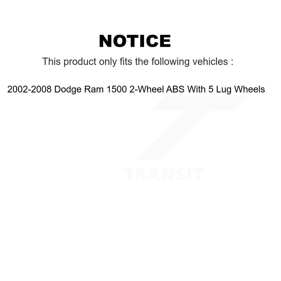 Front Wheel Bearing Hub Assembly 70-515072 For 2002-2008 Dodge Ram 1500 2-Wheel ABS With 5 Lug Wheels