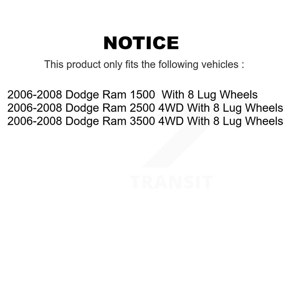 Front Wheel Bearing Hub Assembly 70-515101 For 2006-2008 Dodge Ram 1500 2500 3500 With 8 Lug Wheels