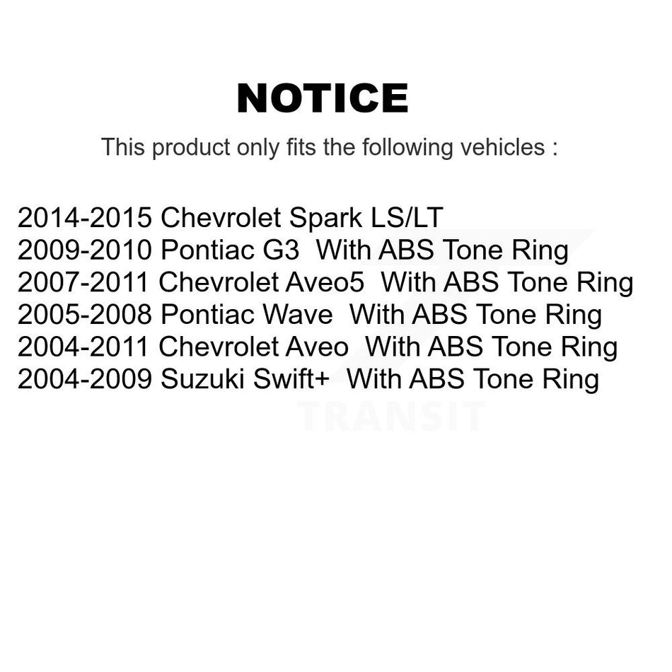 Rear Wheel Bearing Hub Assembly 70-541009 For Chevrolet Aveo Spark Aveo5 Pontiac G3 Suzuki Wave Swift+