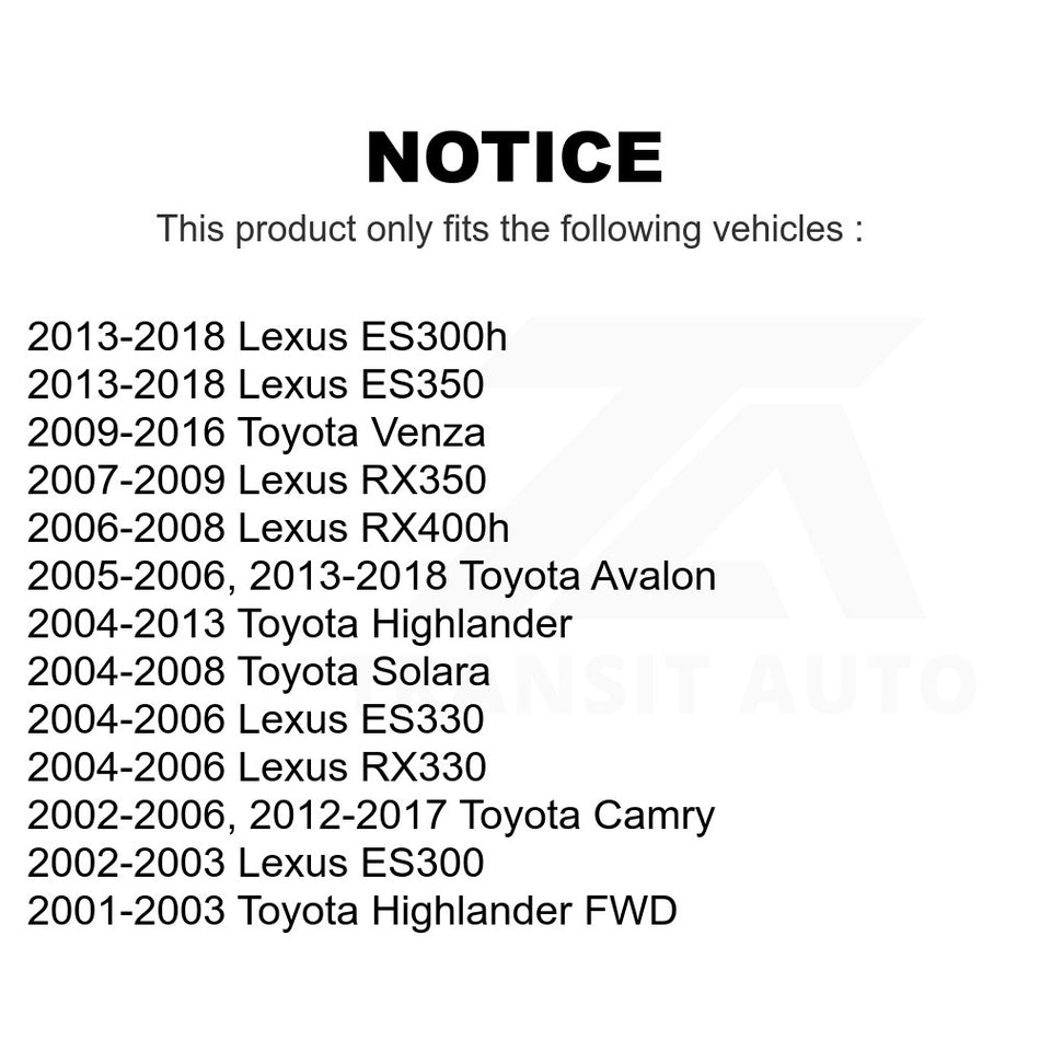 Rear Suspension Stabilizer Bar Link Kit 72-K90345 For Toyota Camry Highlander Lexus Avalon ES350 Venza RX350 RX330 Solara ES330 ES300 ES300h RX400h