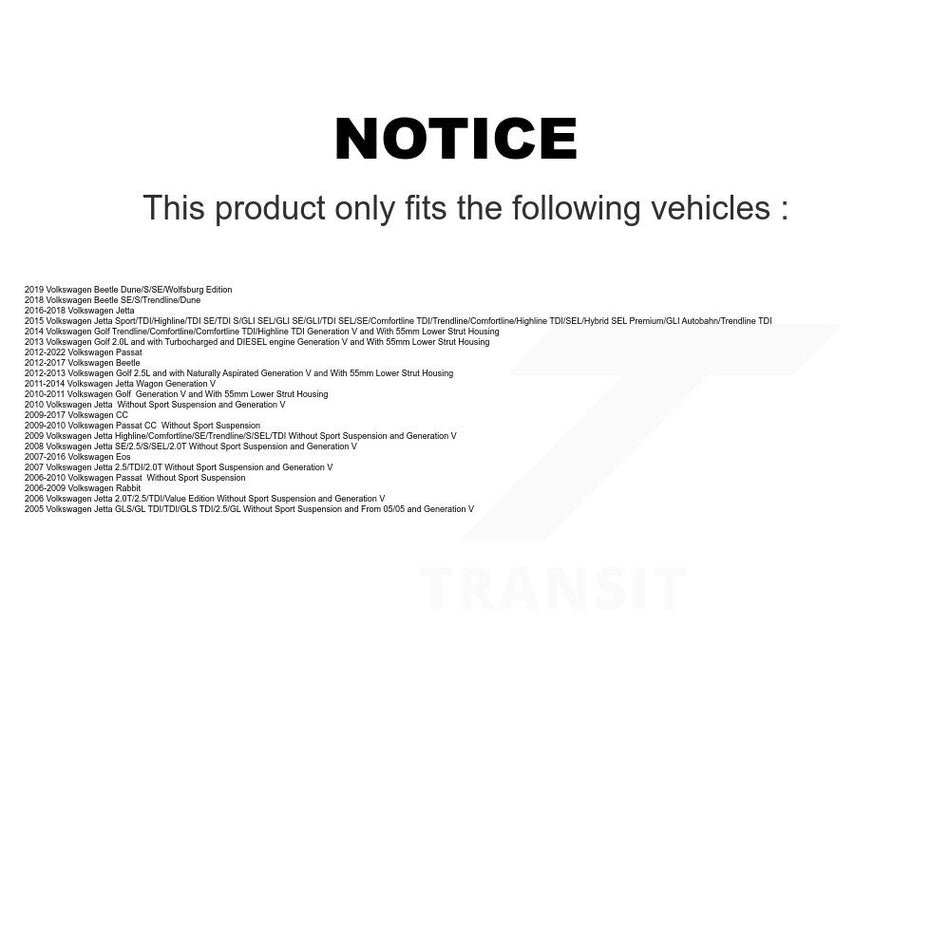 Front Suspension Strut 78-72311 For Volkswagen Jetta Passat Golf Beetle Rabbit Eos CC