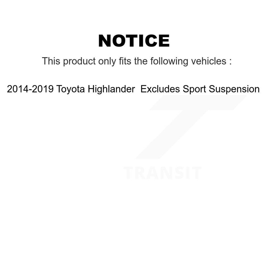 Front Right Suspension Strut Coil Spring Assembly 78A-11648 For 2014-2019 Toyota Highlander Excludes Sport