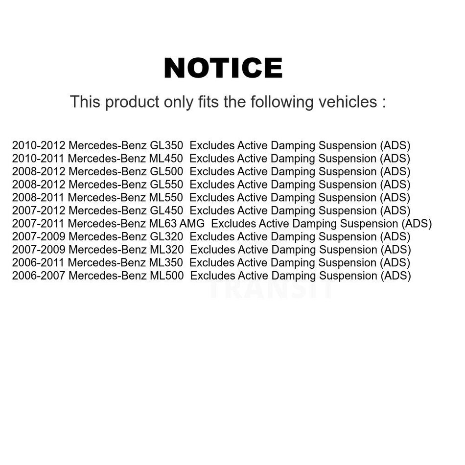 Front Suspension Strut Coil Spring Assembly 78A-11910 For Mercedes-Benz ML350 GL450 GL550 ML500 ML320 GL350 ML550 GL320 ML63 AMG ML450 GL500 Excludes Active Damping (ADS)