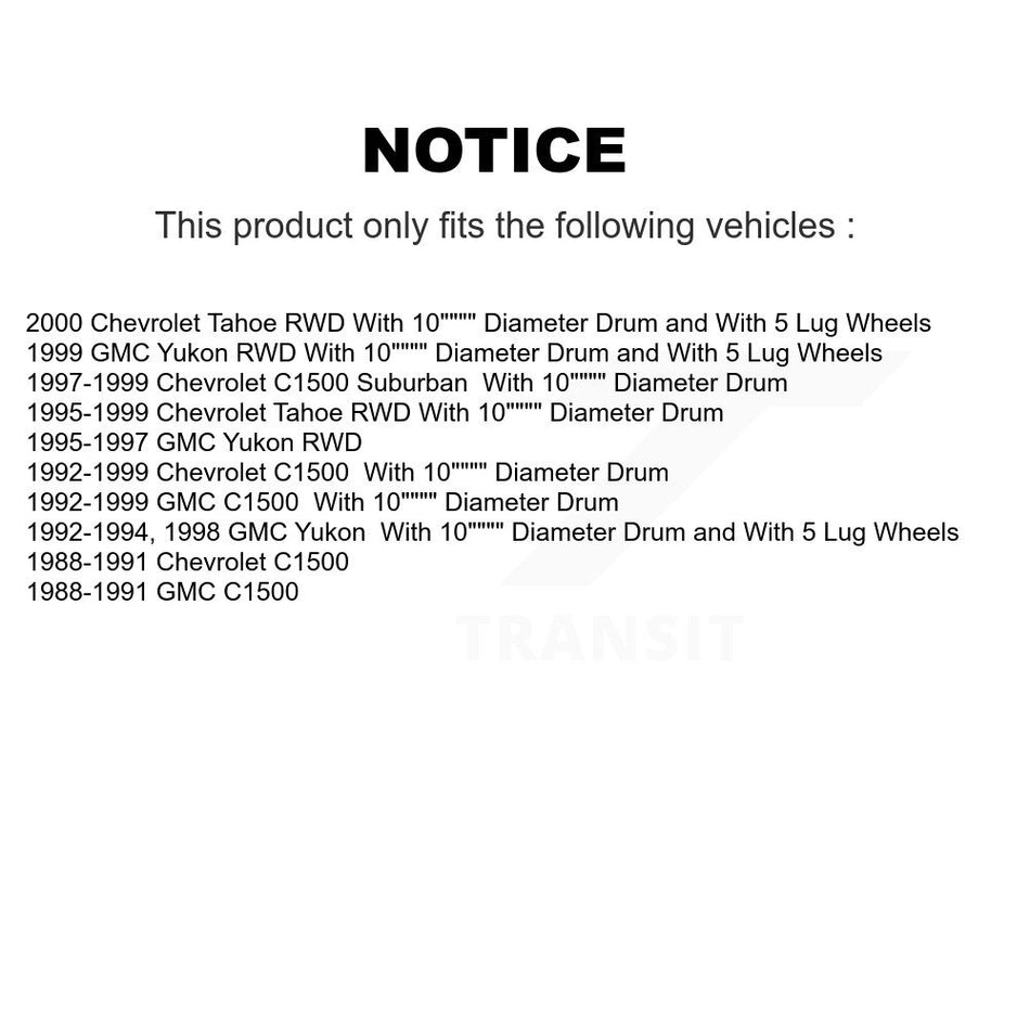 Rear Brake Drum (1 Piece Only) 8-2572 For C1500 Chevrolet GMC Tahoe Yukon Suburban