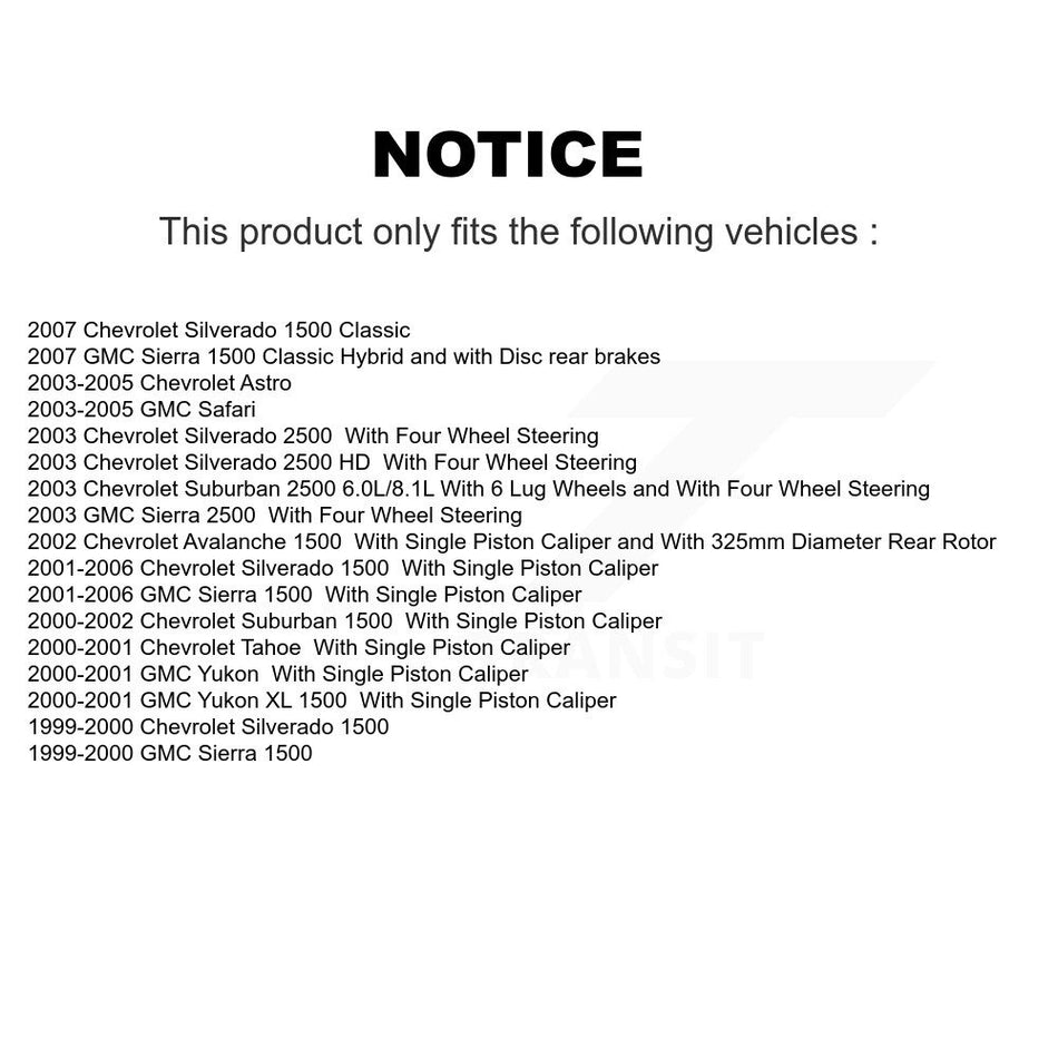 Rear Disc Brake Rotor (1 Piece Only) 8-56827 For Chevrolet GMC Silverado 1500 Sierra 2500 HD Classic