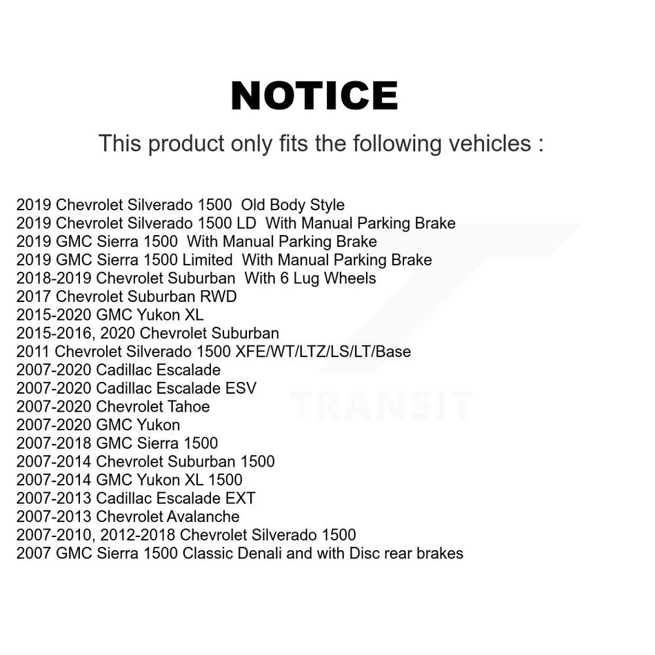 Rear Disc Brake Rotor 8-580422 For Chevrolet Silverado 1500 GMC Sierra Tahoe Yukon Cadillac Suburban Escalade XL Avalanche ESV LD Classic EXT Limited