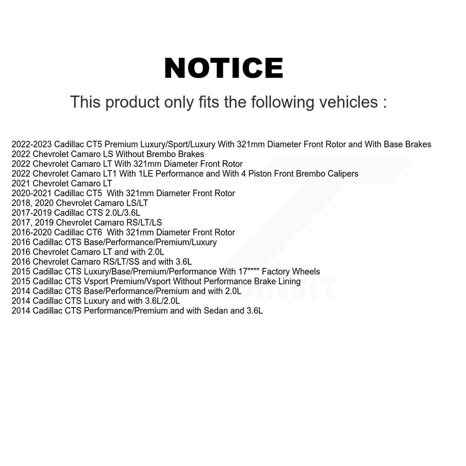 Front Disc Brake Rotor (1 Piece Only) 8-581913 For Chevrolet Camaro Cadillac CTS CT5 CT6