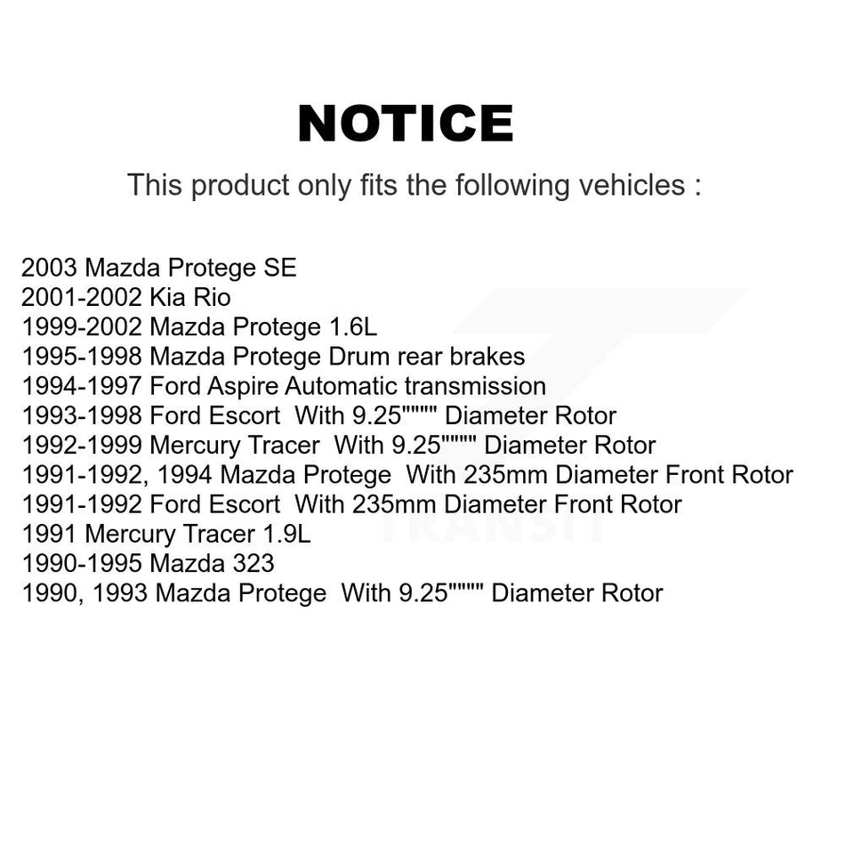 Front Disc Brake Rotor (1 Piece Only) 8-6130 For Mazda Protege Ford Escort 323 Kia Rio Aspire Tracer