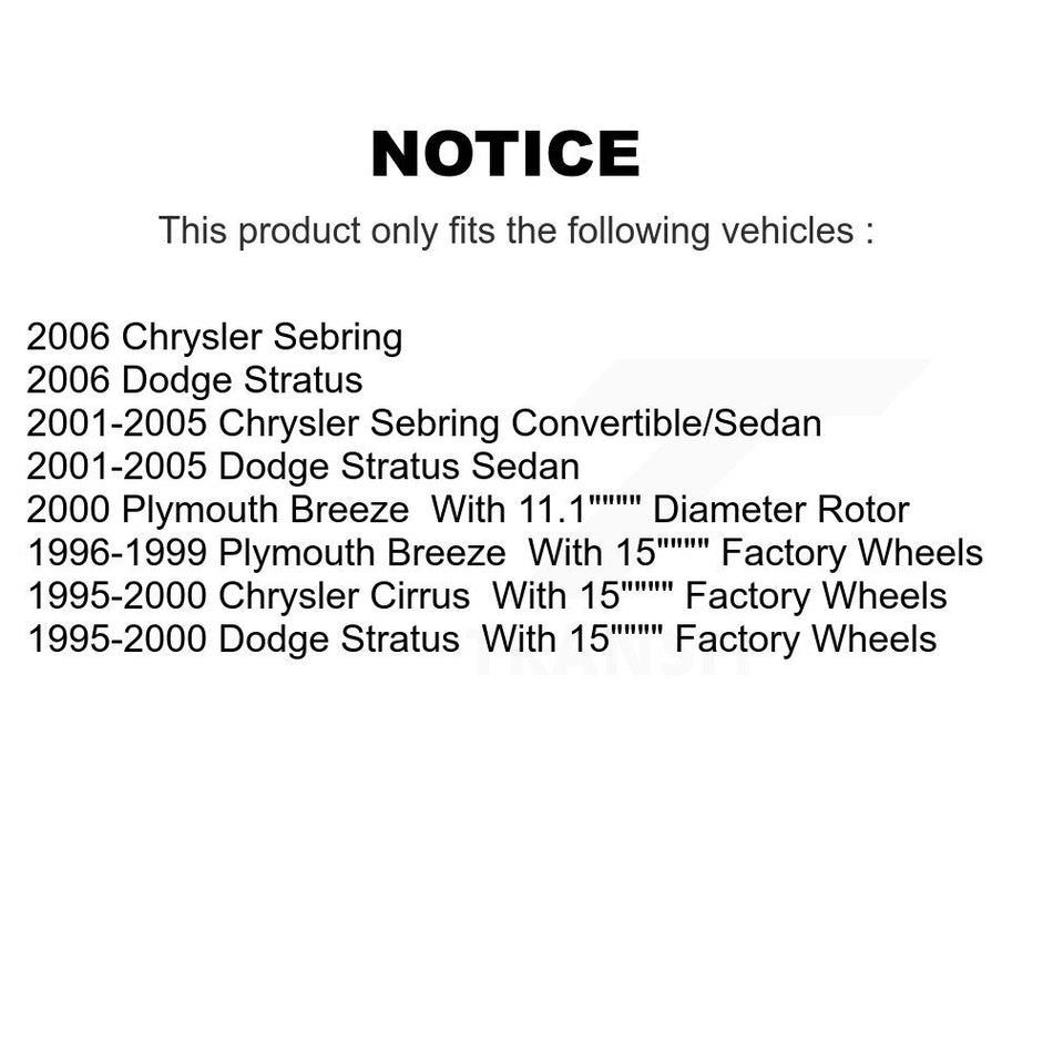 Front Disc Brake Rotor (1 Piece Only) 8-76504 For Chrysler Sebring Cirrus Dodge Stratus Plymouth