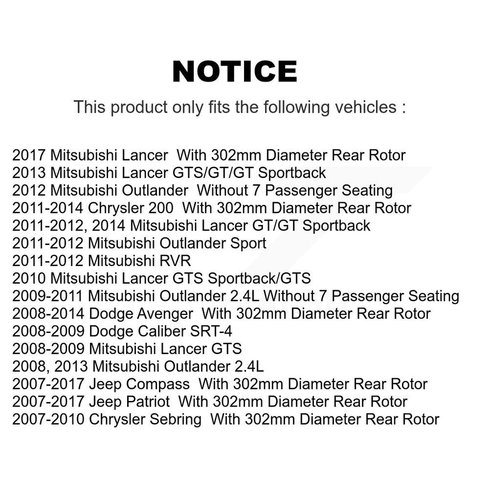 Rear Disc Brake Rotor 8-780541 For Jeep Patriot Dodge Chrysler Compass Avenger 200 Mitsubishi Sebring Lancer Caliber Outlander Sport RVR