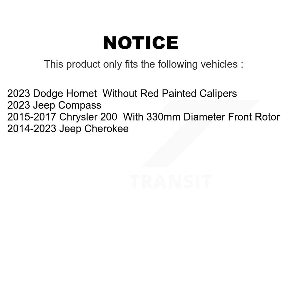 Front Disc Brake Rotor (1 Piece Only) 8-781768 For Jeep Cherokee Chrysler 200 Compass Dodge Hornet