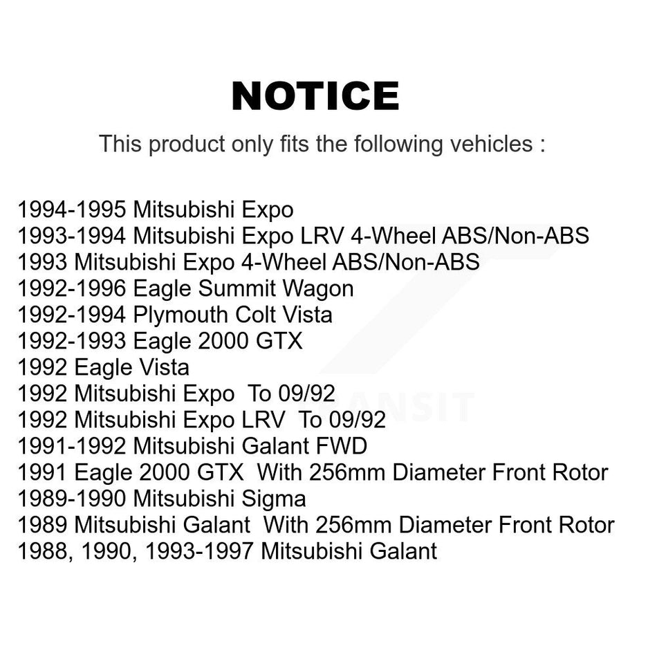 Front Disc Brake Rotor 8-96110 For Mitsubishi Galant Eagle Summit Plymouth Colt Expo LRV Sigma Vista 2000 GTX